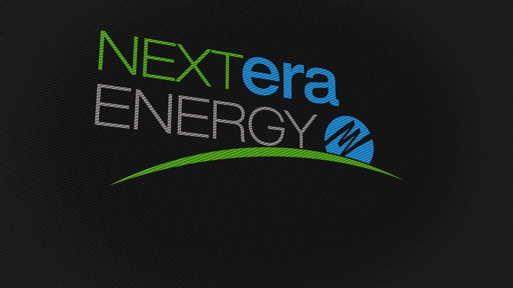 next era energy text and logo on black background