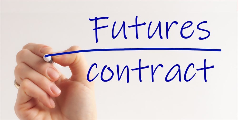 What is a futures contract? Image of writing on a clear screen "futures contract"