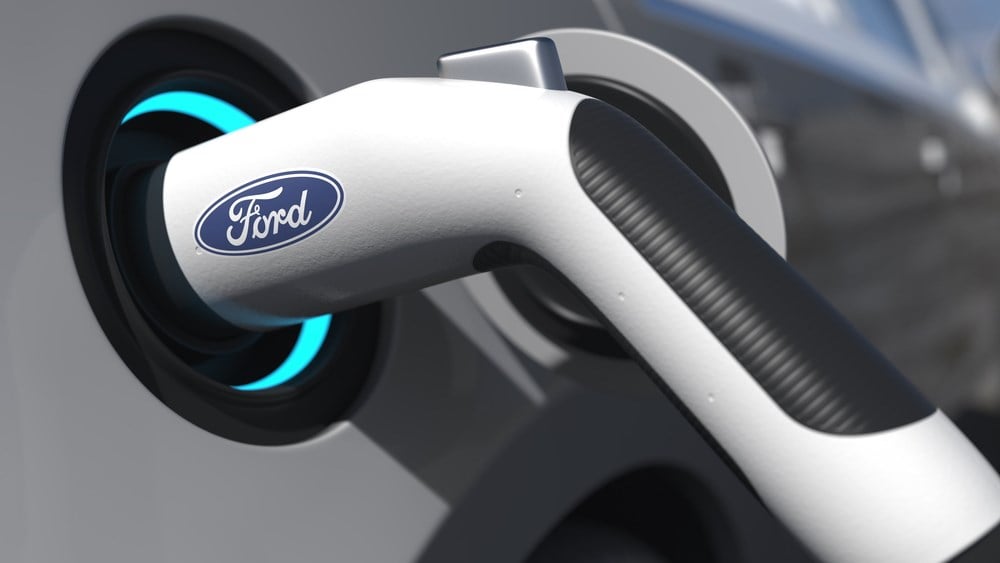 Ford EV logo on the electric car plug