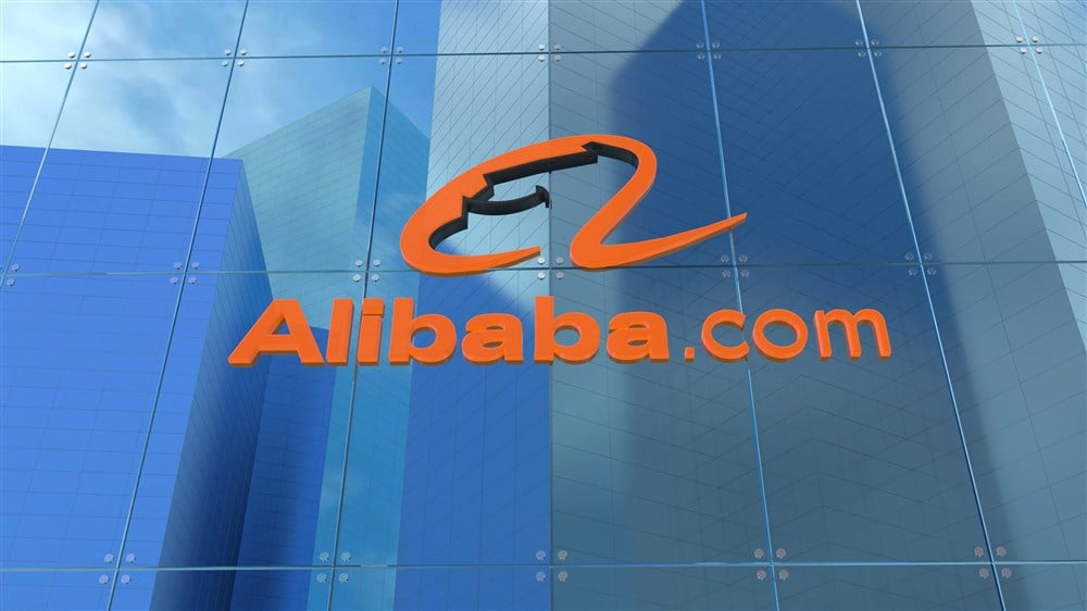 Rendering of alibaba logo on glass building