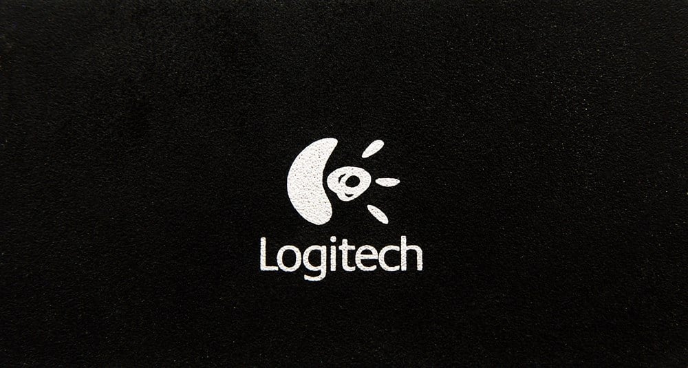 logitech logo on black background