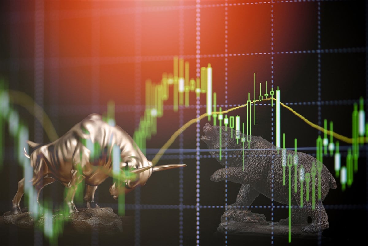 stock market bull vs bear graph stock market graph trading investment financial stock exchange financial stock graph chart business crisis crash loss grow up gain profits win up trend bullish bearish