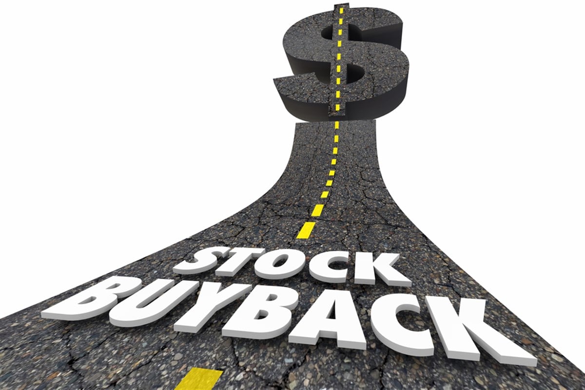 What is a stock buyback? Image of a road with stock buyback written on it