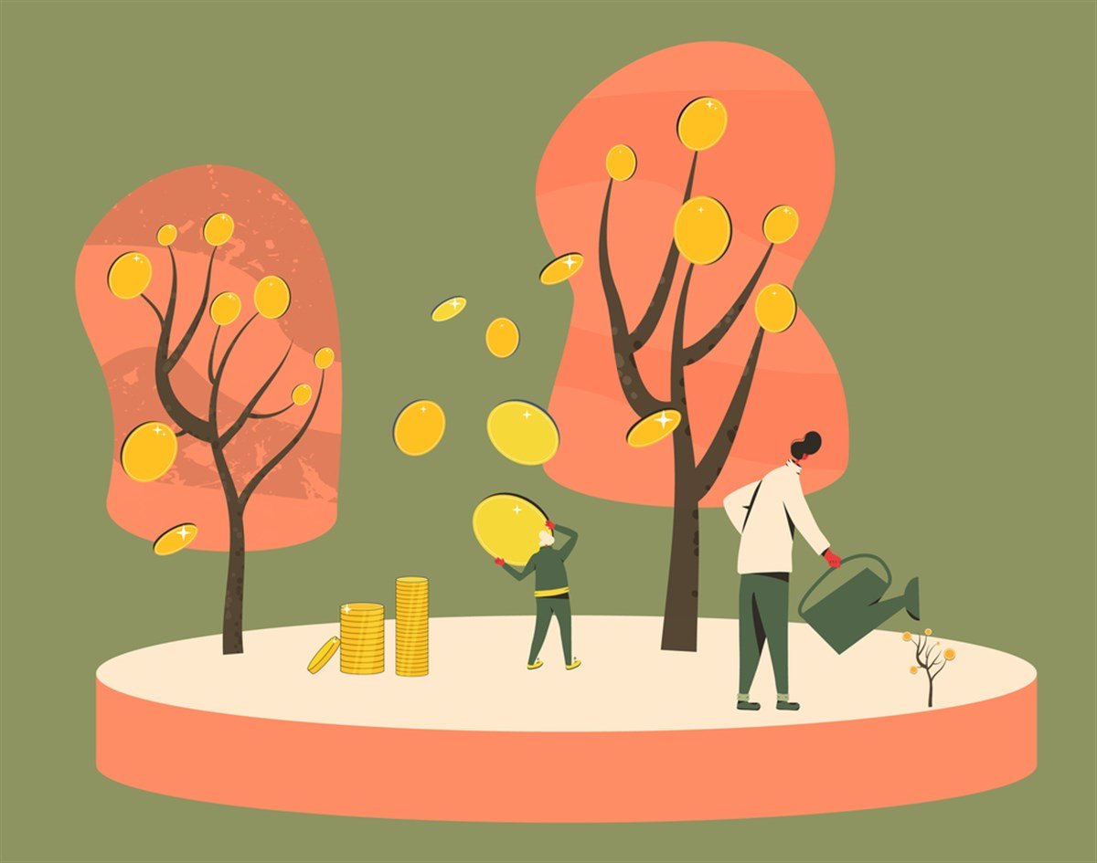 What is dividend harvesting? Image of people harvesting from trees
