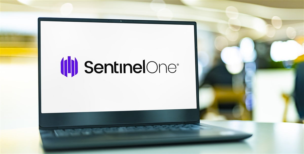 sentinelone logo displayed on laptop