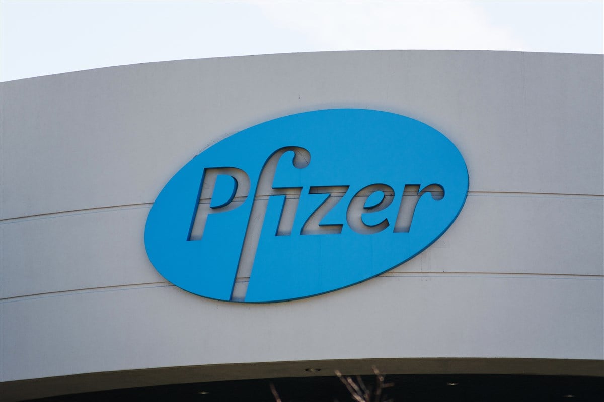 Pfizer logo on headquarters