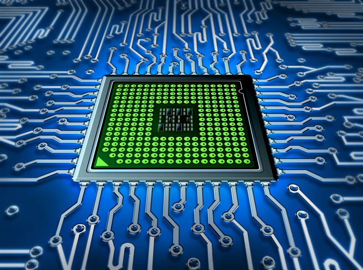 abstract image of semiconductor chip as part of an integrated circuit