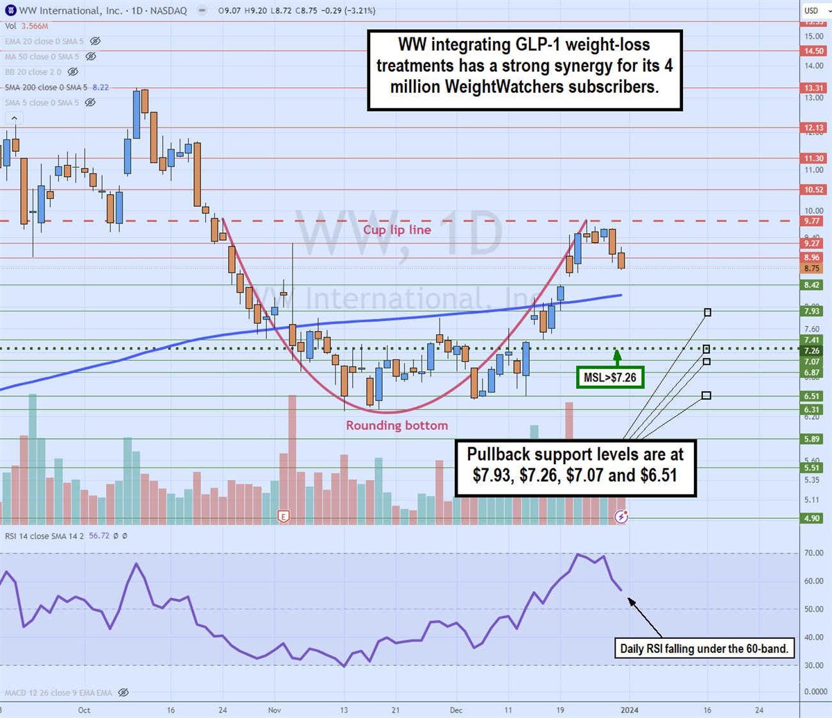 weight watchers stock chart 