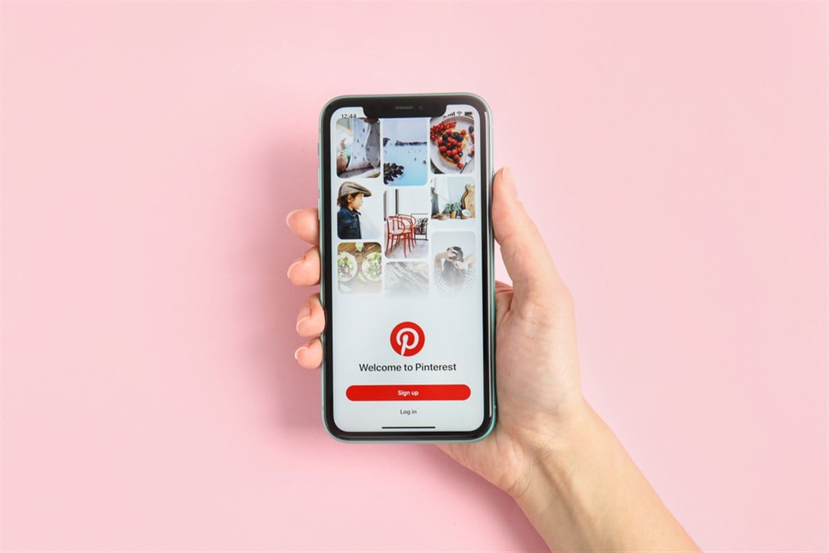Pinterest social commerce play; image of Pinterest on a phone