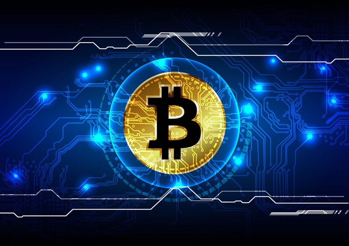 abstract bitcoin digital currency background, futuristic digital money, vector illustration design
