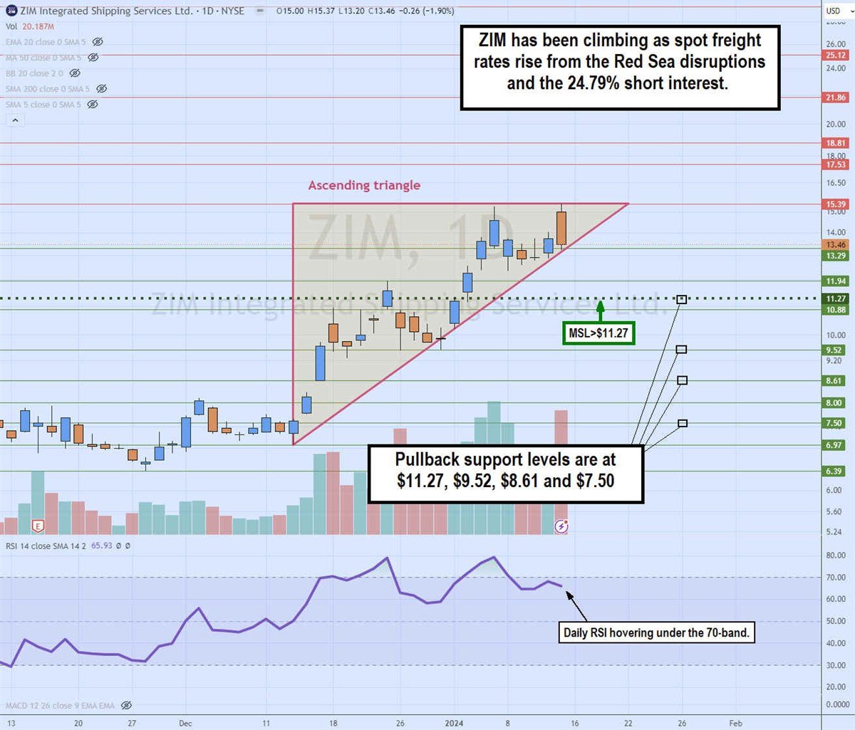 Zim Shipping stock chart 