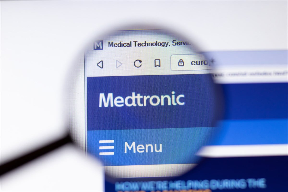 Medtronic page closeup with a magnifying glass
