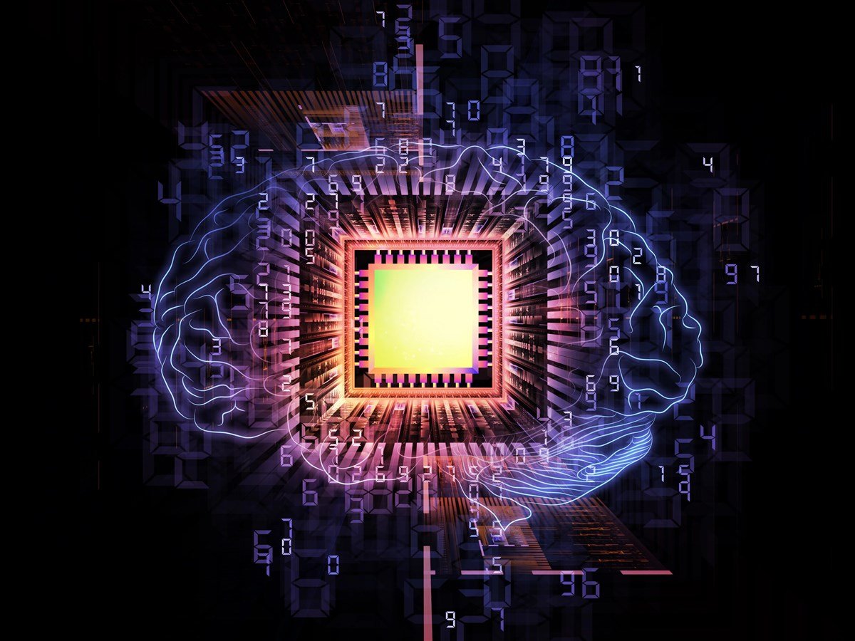 illustration of semiconductor chip suggesting artificial intelligence