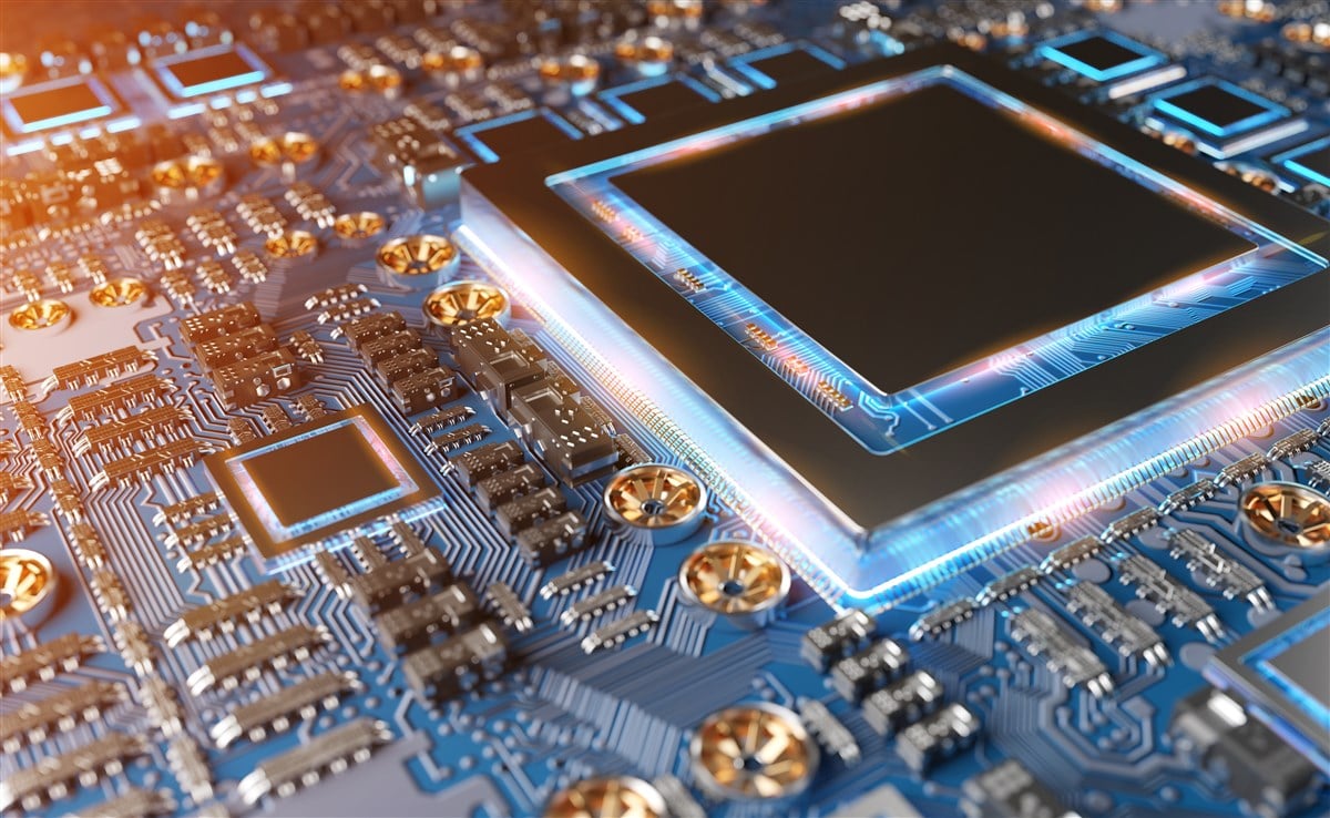 Close-up image of a modern GPU chip