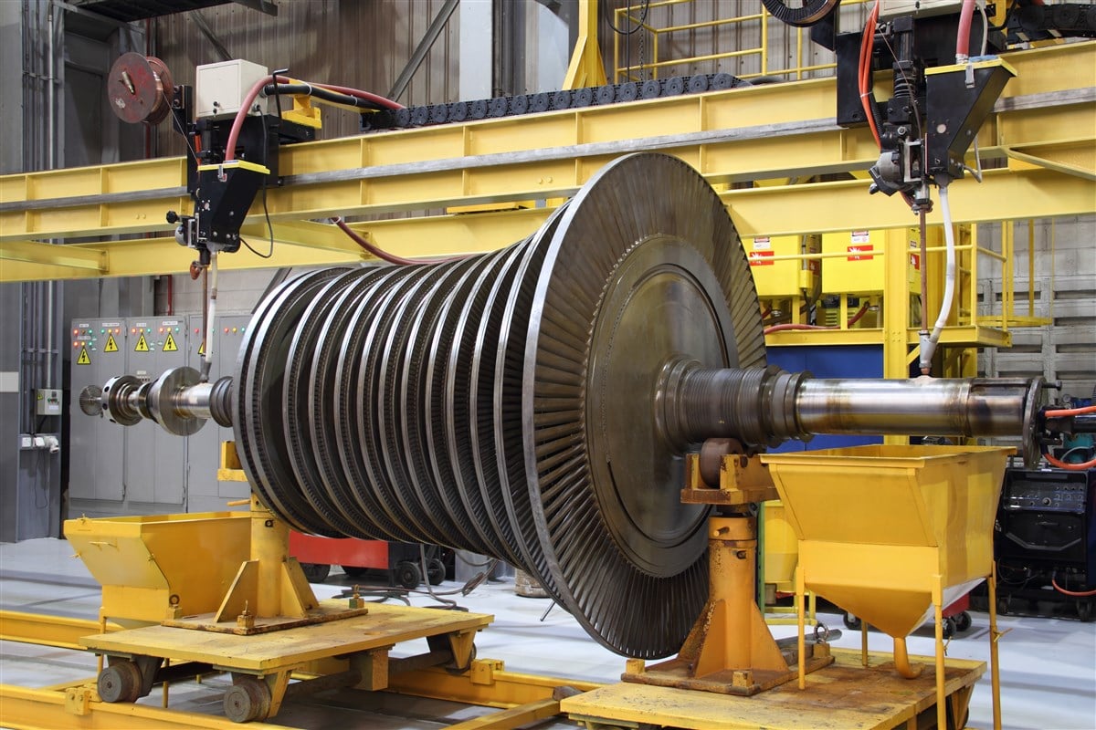 photo of power turbine in industrial manufacturing factory