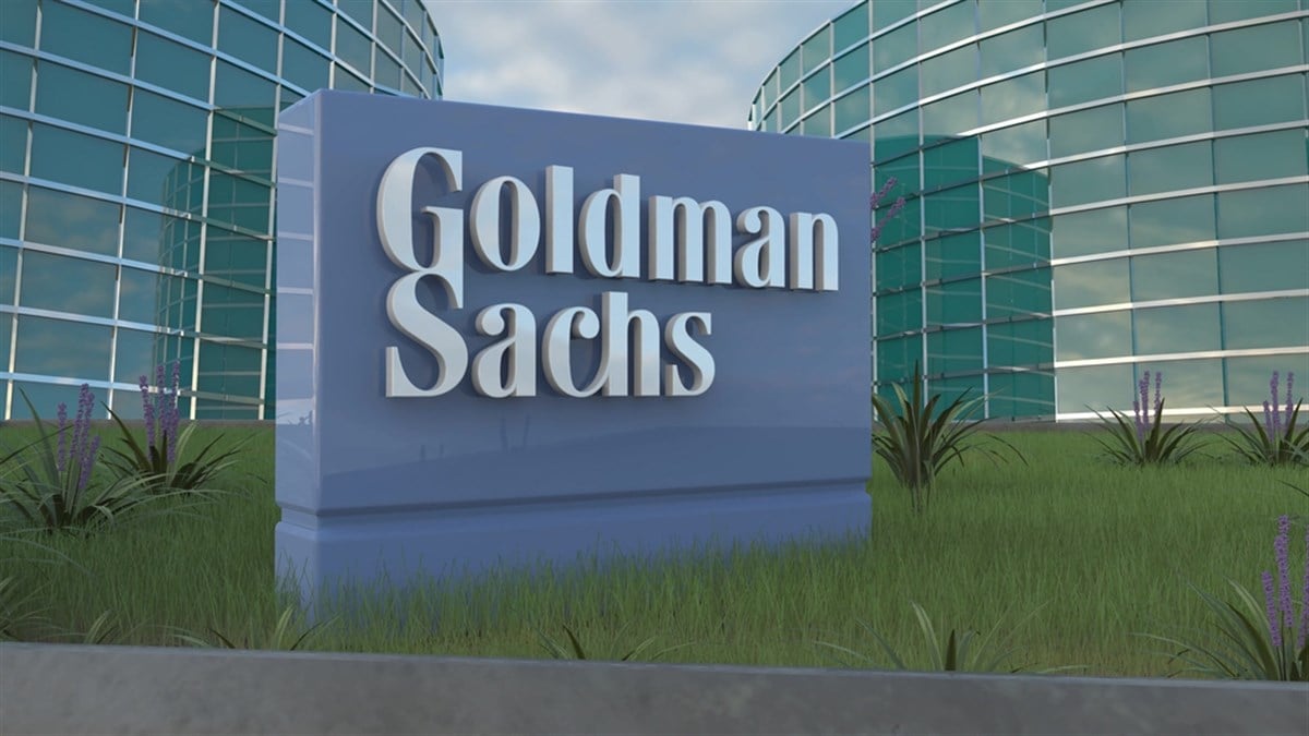 Goldman Sachs logo outside building