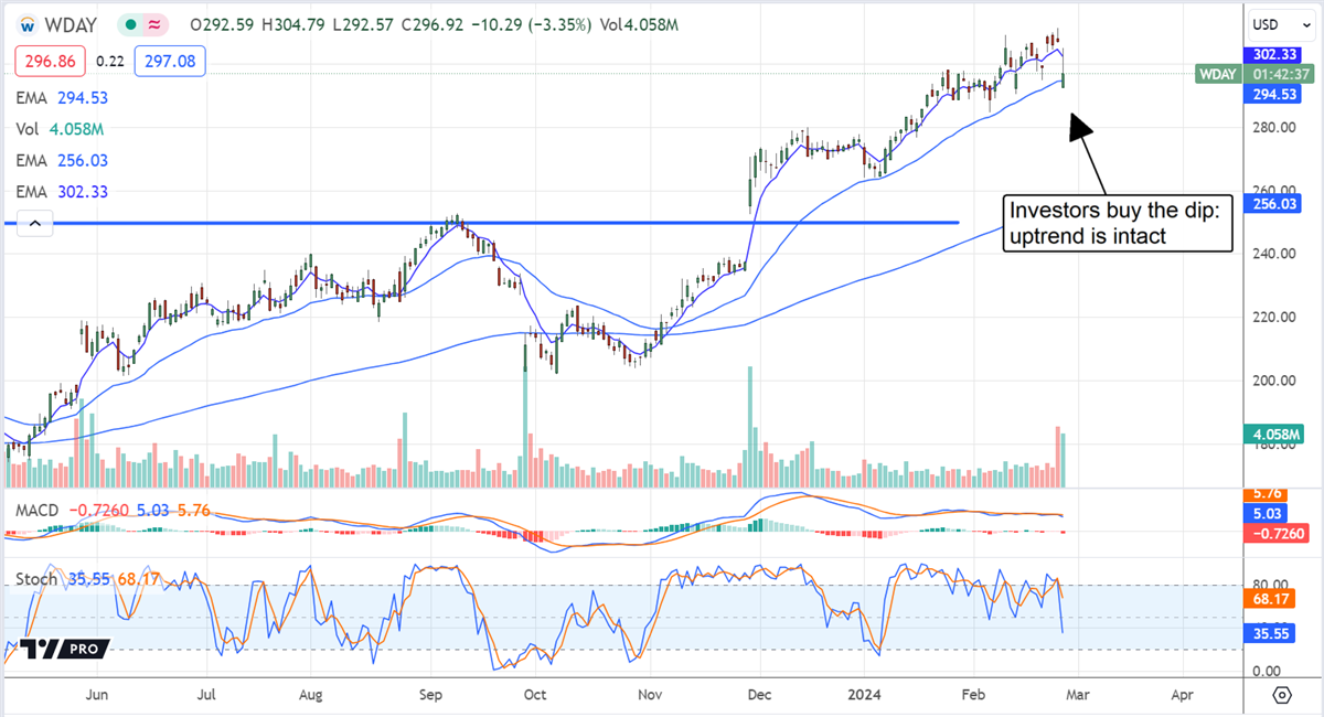 Workday stock price chart 