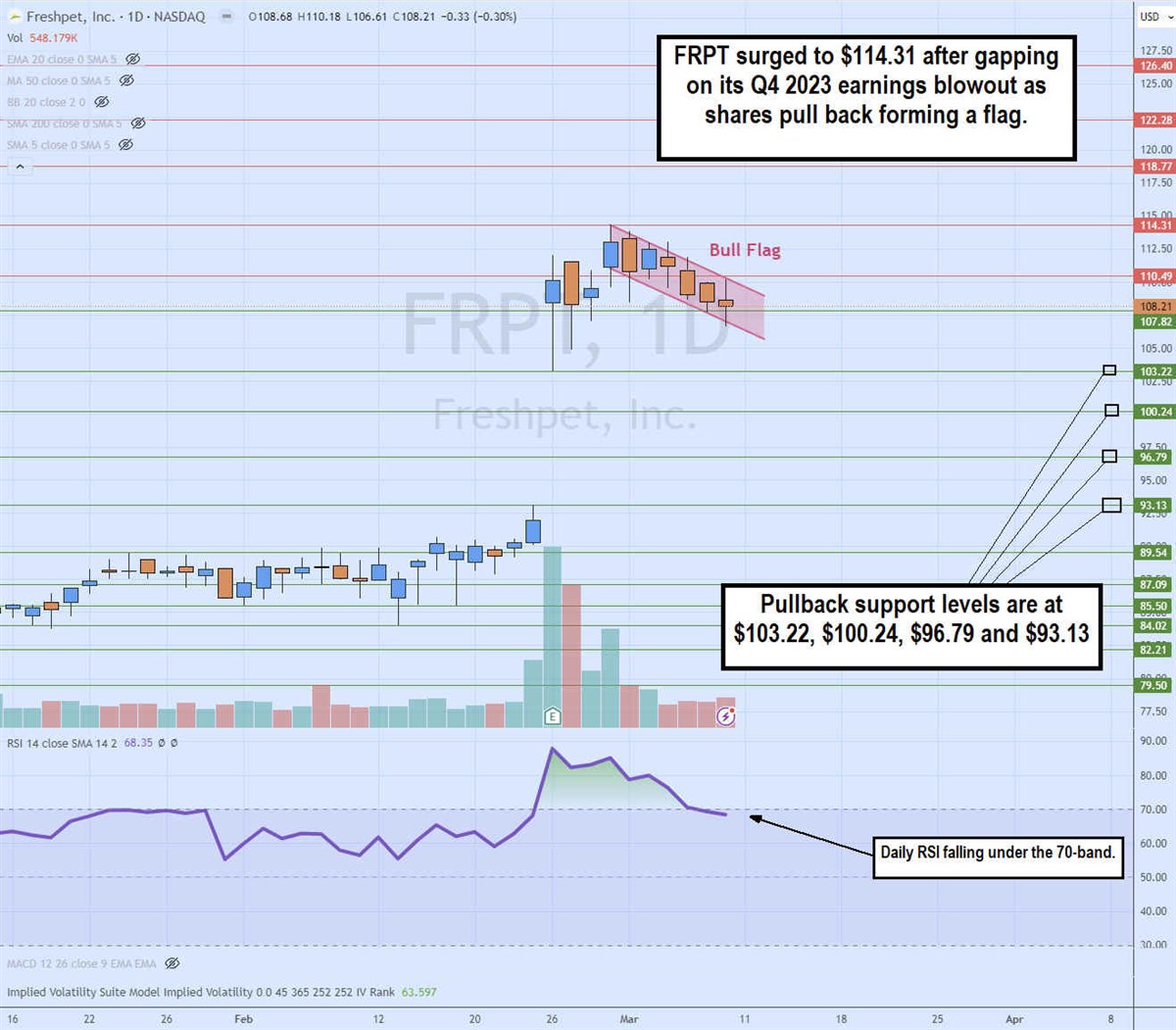 frpt stock daily bull flag