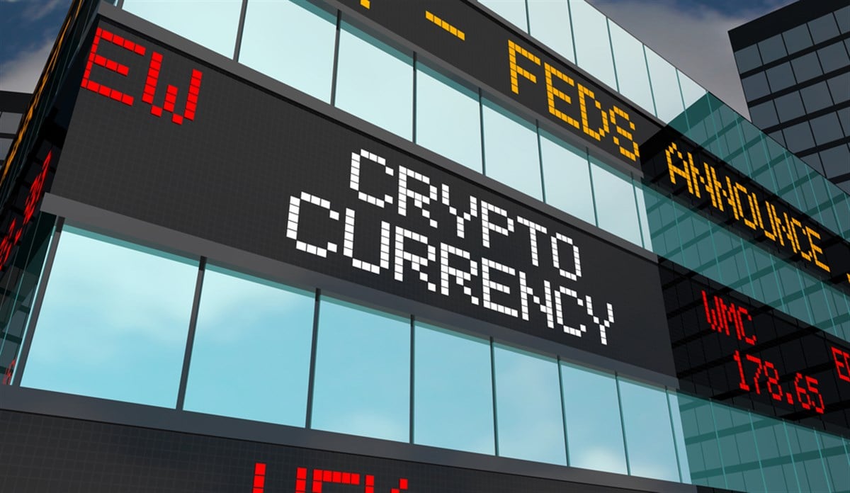 Image of the word crypto on a stock ticker