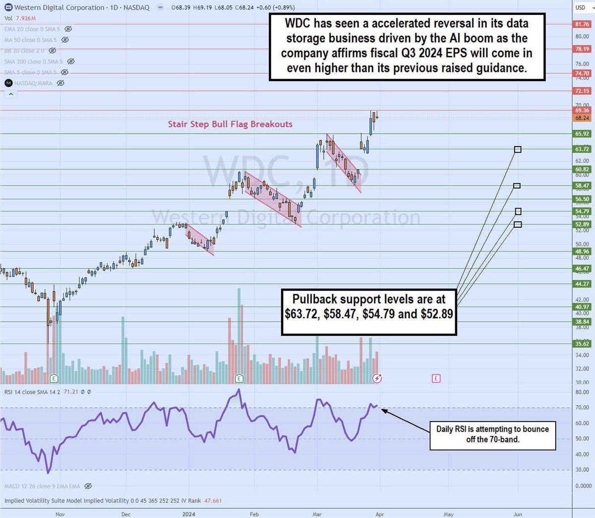 WDC stock price 