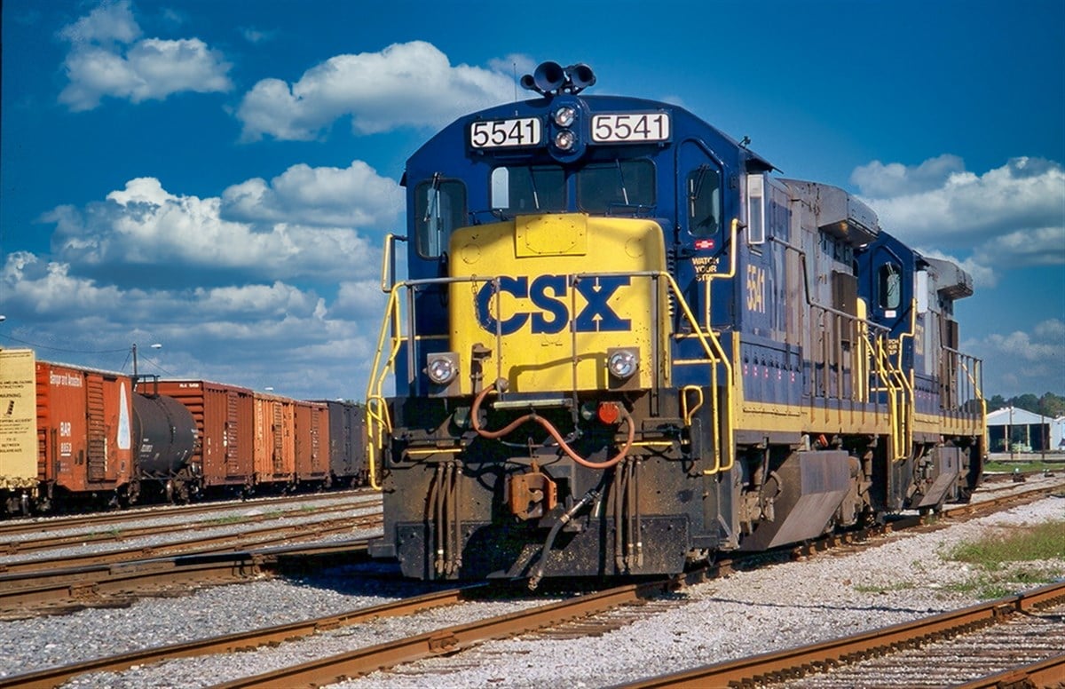CSX Train engine in a trainyard