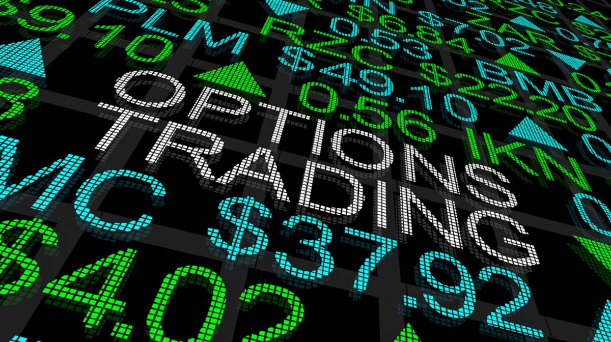 Photo of a "options tradiing" stock market ticker.  3 Stocks Attracting Sudden Interest from Options Traders.