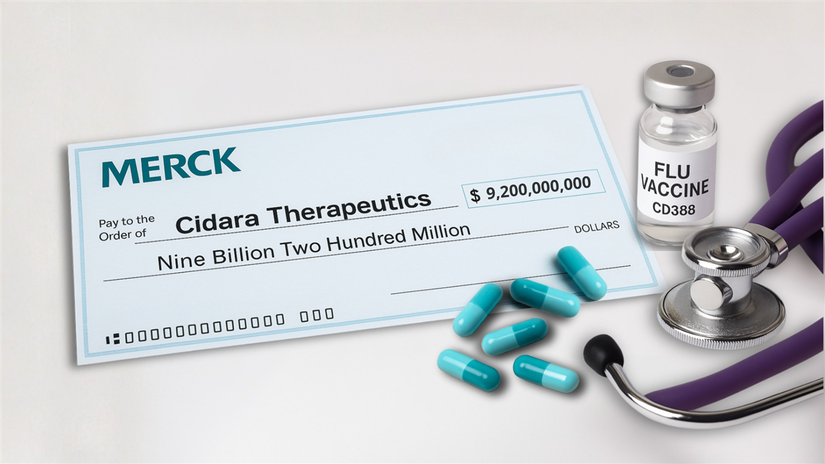 Merck’s $9.2B check to Cidara sits with flu vaccine and pills, highlighting its strategic antiviral investment.