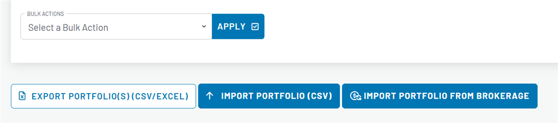 Export and Import buttons on My MarketBeat
