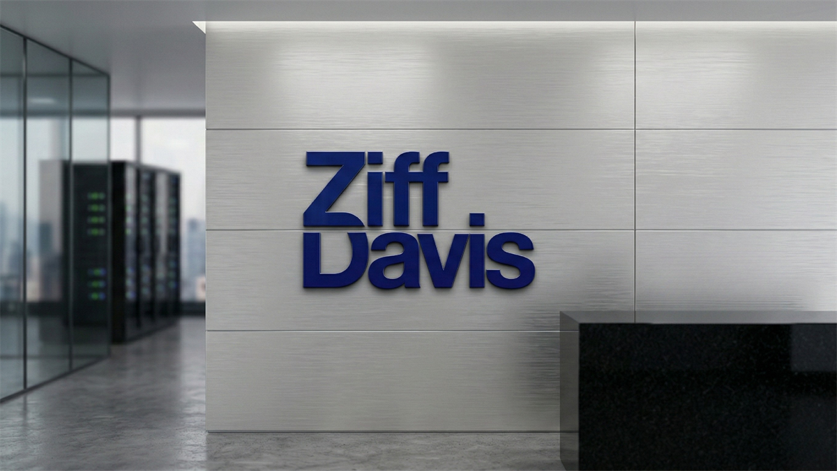 Ziff Davis logo displayed on a sleek modern office wall.