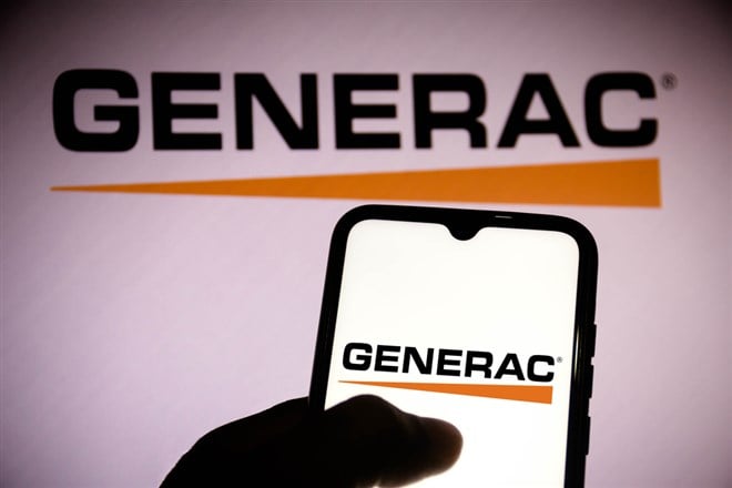 June 16, 2021, Brazil. In this photo illustration an Generac Holdings logo seen on a smartphone screen and in the background