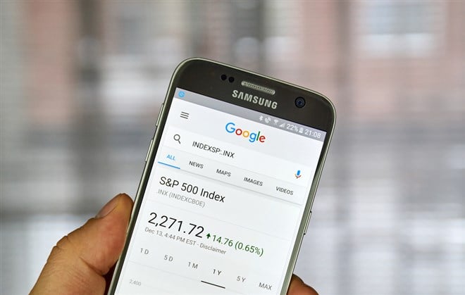 Image of a phone displaying the S&P 500; learn the definition of an index with MarketBeat.