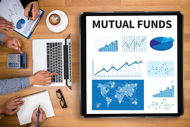 Business team around a tablet that says mutual funds. What are no load mutual funds? Learn more.