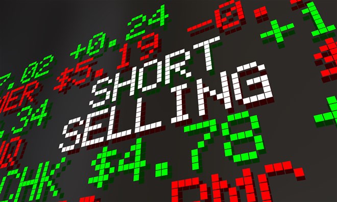 stock market graphic with words short selling