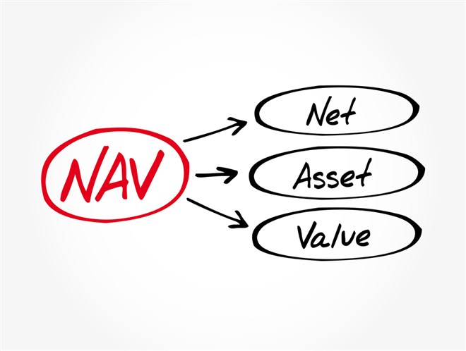 Image of net asset value (NAV) broken down, word-by-word.