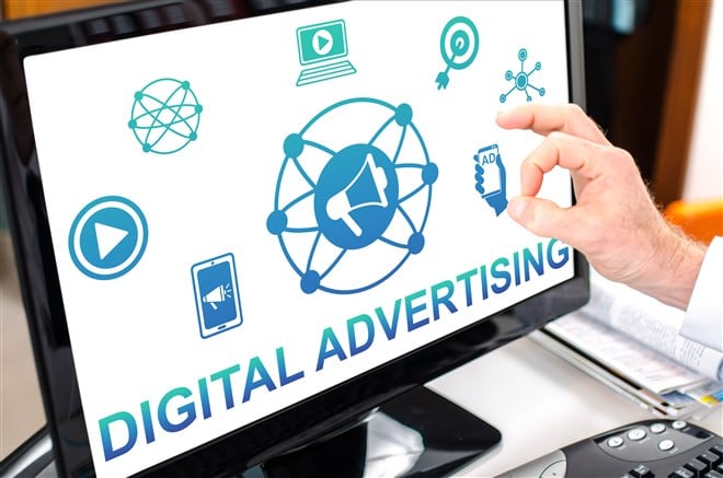 Digital advertising image displayed on computer screen