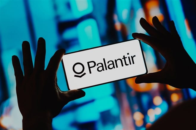 Palantir logo on an iPhone screen