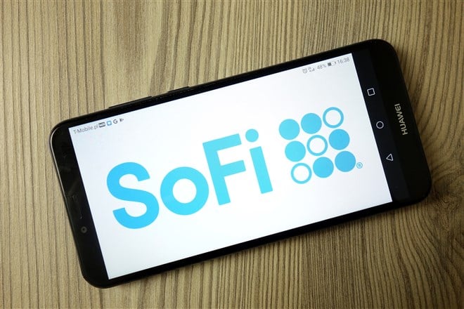 image of SoFi logo displayed on mobile device
