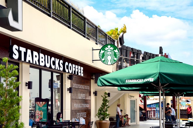 Outdoor Starbucks cafe in Thailand