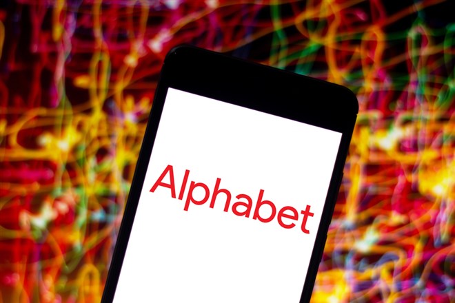 Alphabet Inc. Google logo on a phone