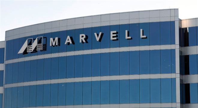 Marvell logo on the outside of a building
