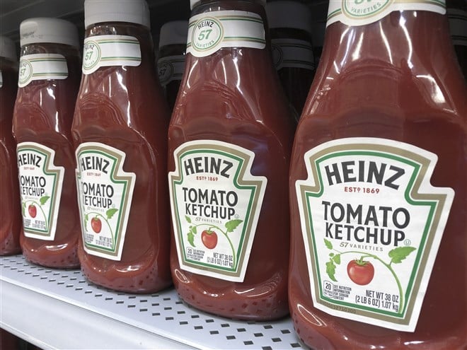 Photo of Heinz ketchup bottles in display