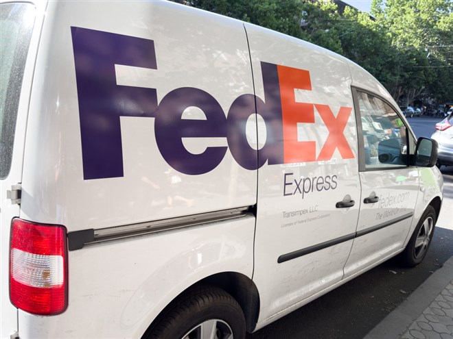 Yerevan, Armenia, June 8, 2023: Fedex car parked in the parking lot. FedEx vehicle making deliveries