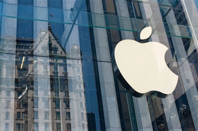 photo of apple logo on building