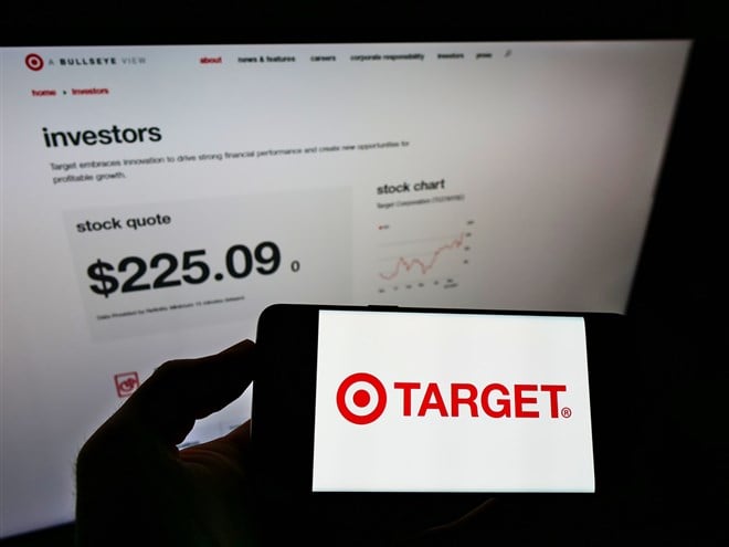 Target stock price analysis on computer and smart phone 