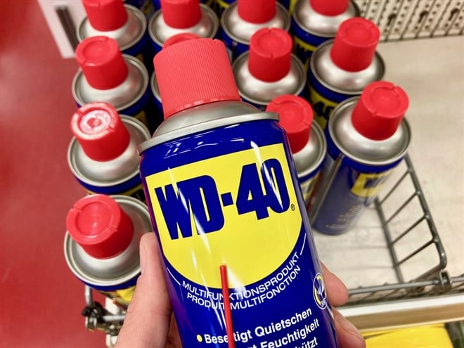 Photo: Cans of WD-40 in a shopping cart; WD-40 Experiencing Growth and Profits in Q2