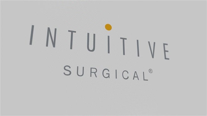 intuitive surgical logo on grey background