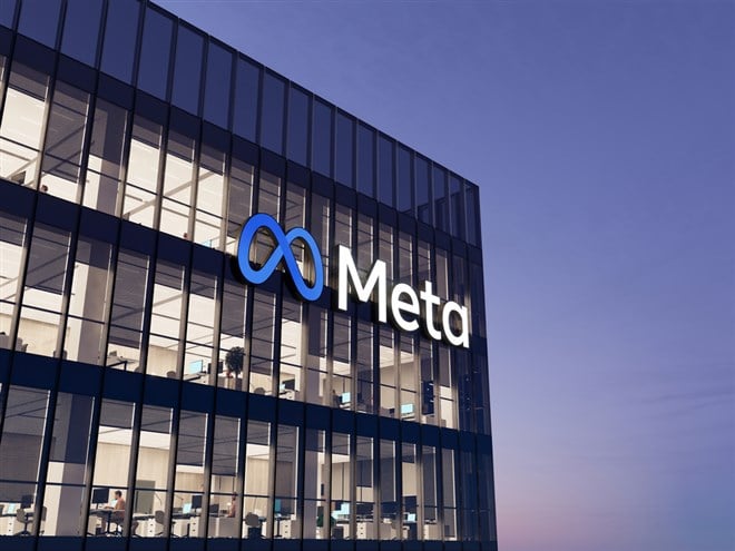 Meta Signage Logo on Top of Glass Building