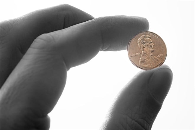 Close-up of Penny Coin Isolated on White