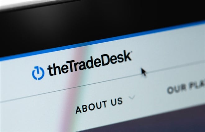 TheTradeDesk website logo on display notebook. Trade Desk Inc is a global technology company. Moscow, Russia - September 10, 2021