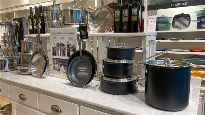 The Nonstick All Clad pot and pan aisle at a Williams Sonoma store at an indoor mall in Orlando, Florida.